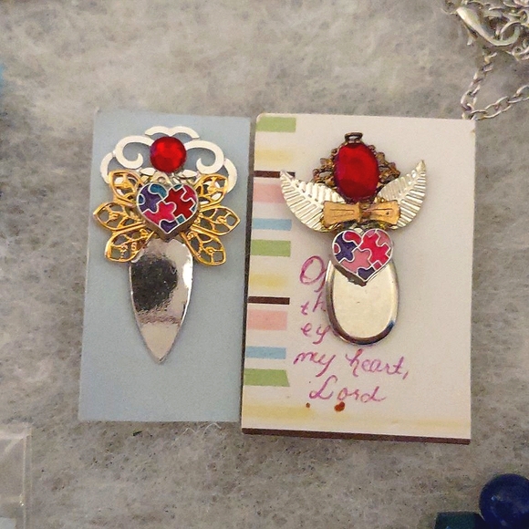 Lot of 2: Autism Puzzle Theme ❤️ Angel Tac Pins - Picture 3 of 15